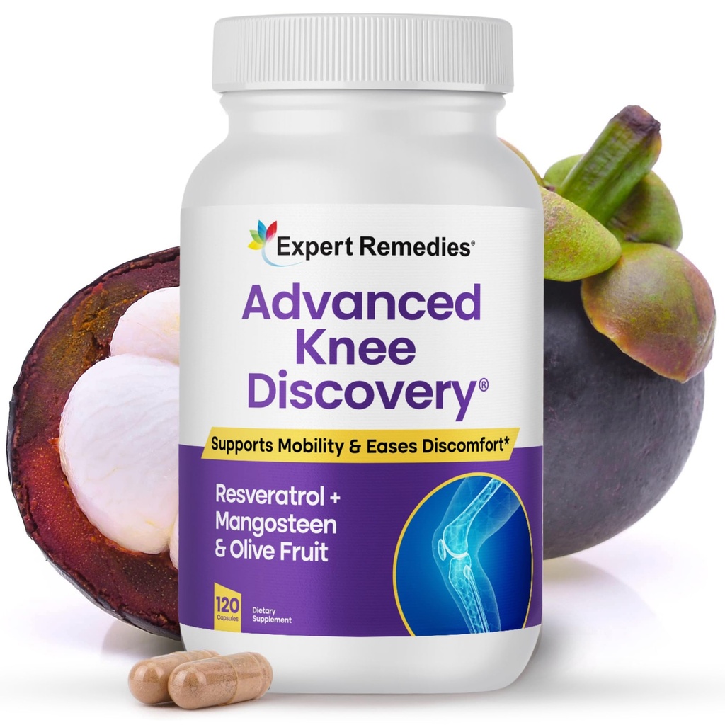 Knee Joint Support Supplement, Outperforms Glucosamine Chondroitin with Fast Acting Blend of Mangoselect, Olive Fruit, Trans-Resveratrol, Non-GMO Knee Pain Blend, 120 Count
