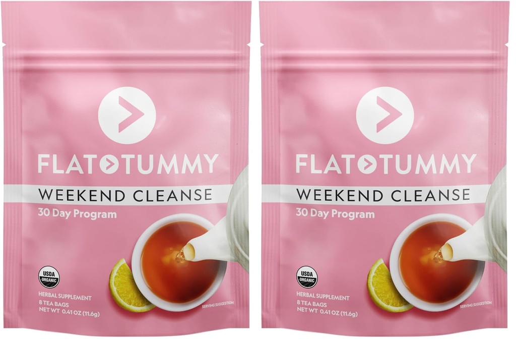 Flat Tummy Weekend Cleanse Tea-30 Day Program-All Natural Colon Cleanse w/Senna and Dandelion Root,Provides Bloating Relief for Women-Detox-Cleanse for Digestion Support and Gas Relief,(Pack of 2)
