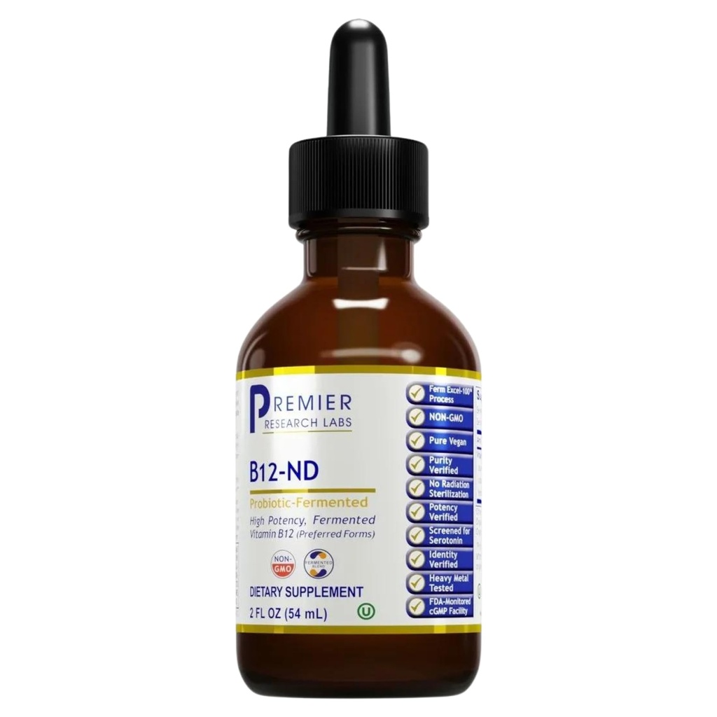 Premier Research Labs B12-ND - Vitamine B12 Liquid, B12 Sublingual, B12 Vitaminen, B12 Drops, B-12 Tinctuur met Methylcobalamine, Adenosylocobalamine, Hydroxcobalamine, 1000 mcg B12 Per Serving - 2 Fl Oz
