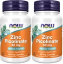 NOW Supplementen, Zink Picolinaat 50 mg, Ondersteunt Enzyme Functies*, Immuun Ondersteuning*, 60 Veg Capsules (Pack of 2)