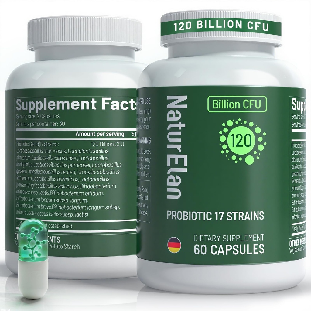 Probiotics for Women & Men - 120 Billion CFU, 17 Powerful Strains for Gut Health, Immunity & Fast Bloating Relief, Third - Party Tested, Non-GMO & Vegan Probiotics Formula for Digestive Health, 60 CT