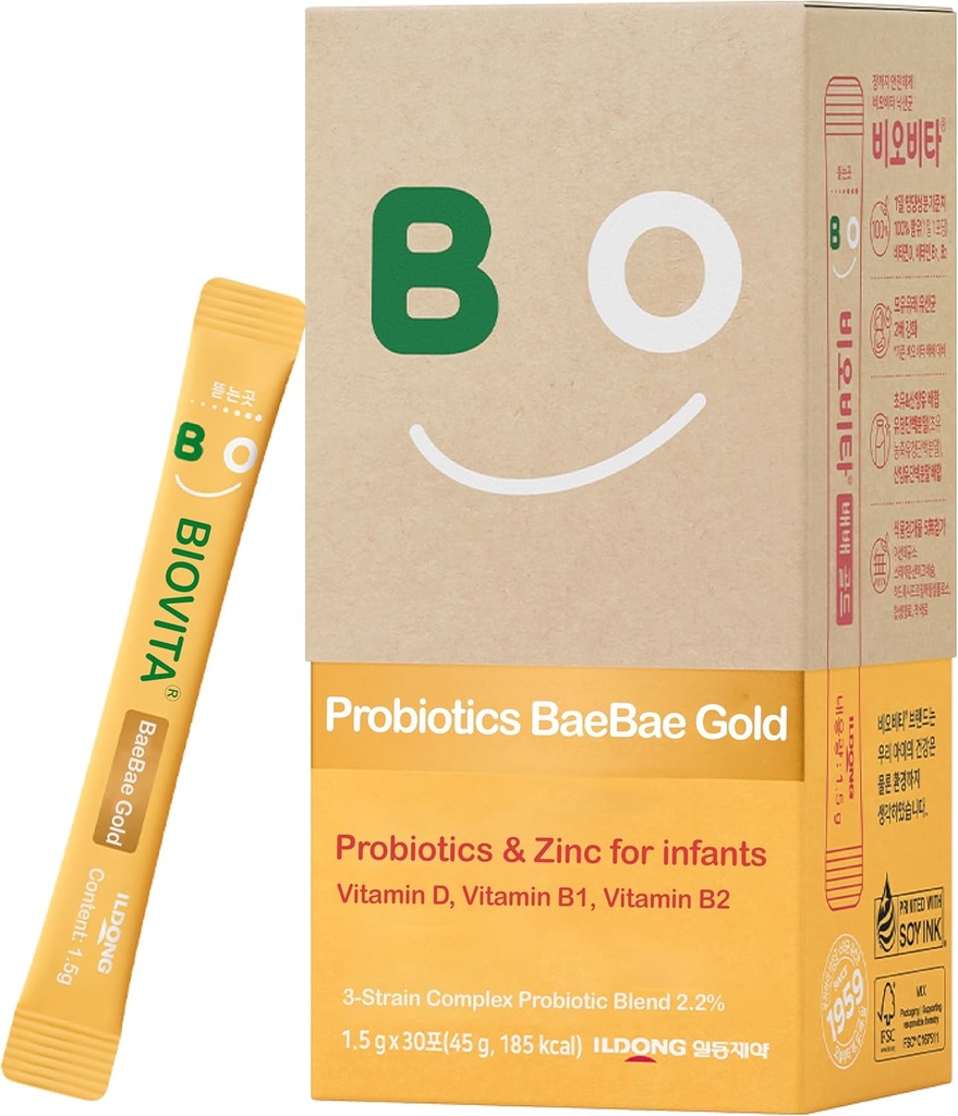 Baby Probiotica Poeder (30 Sticks, 30 Days) - Ondersteuning Gezond Immune & Digestief Systeem, Supplement voor baby's en zuigelingen. Vitamine B, VitamineD, Zink
