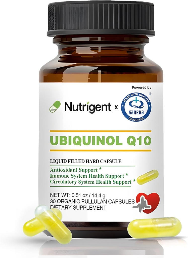 Ubichinol CoQ10 50 mg, Liquid Filled Biologische Capsules, Hoge Absorptie Co-enzym Q10 Supplementen, Antioxidant voor Hart Gezondheid en Energieproductie, 30 Tel.