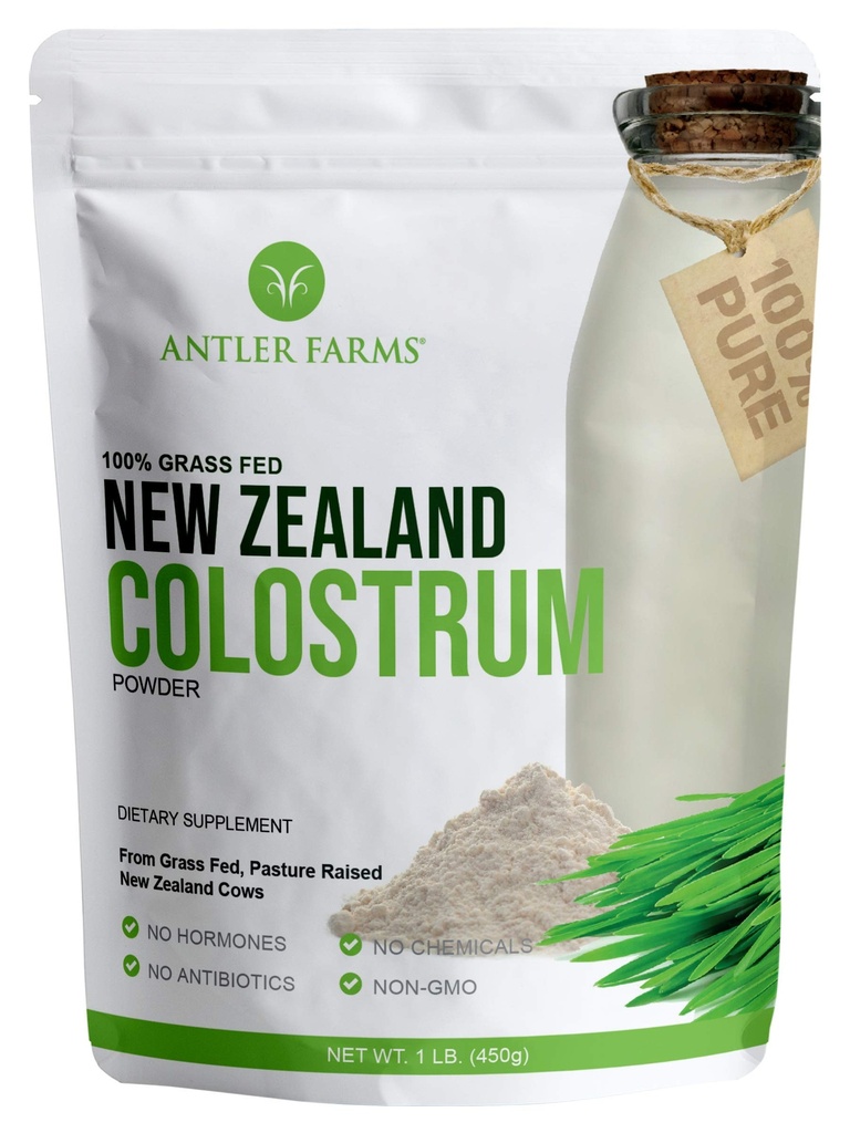 Antler Farms 100% Pure Nieuw-Zeeland Colostrum, 30 porties, 1 lb - Gras Fed, Verhoogd Pasture, Schoon gemaakt, Koud verwerkt, Onverdund, Hoge IgG-inhoud