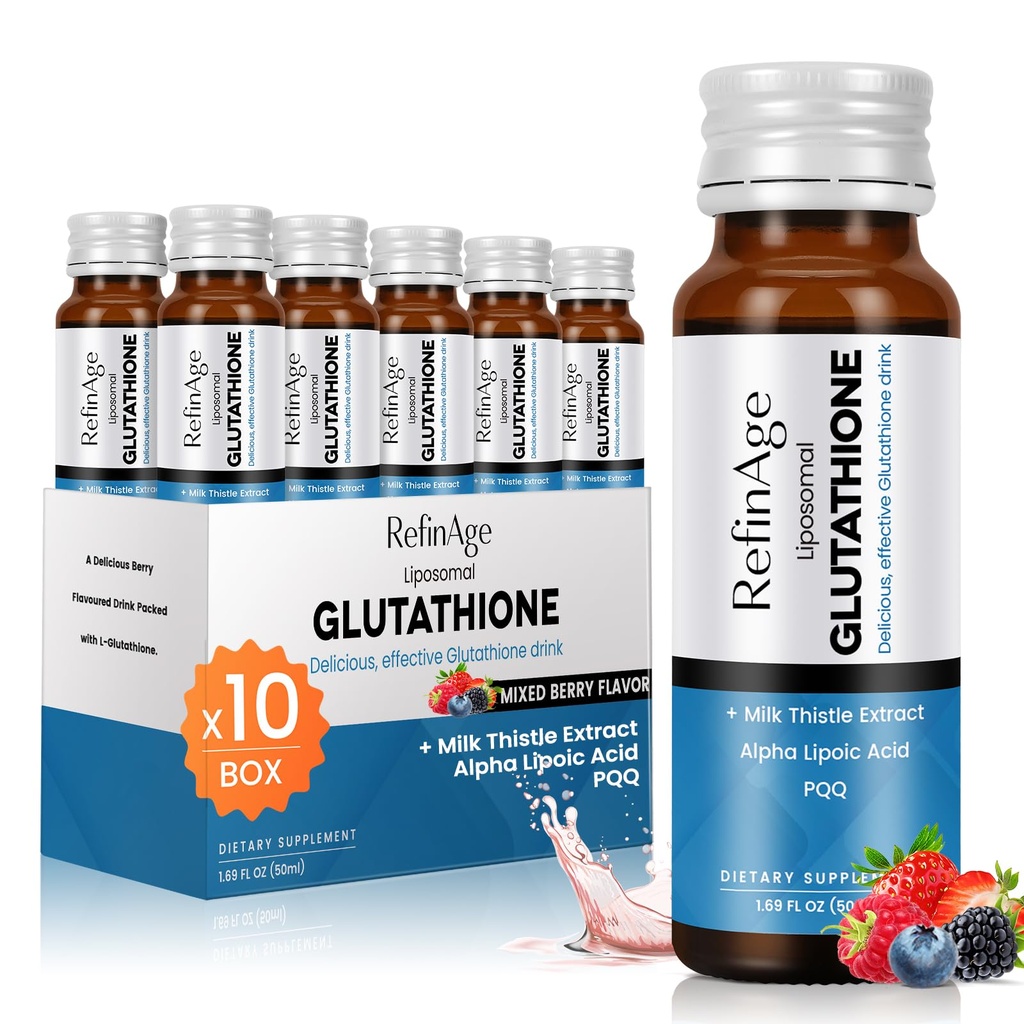 Liposomal Glutathione Liquid with Milk Thistle Exact PQQ and ALA High Absorption Glutathione Supplement Powerful Antioxidant Complex for Immune System Aging Defense Detox, (10 x1.7 OZ)