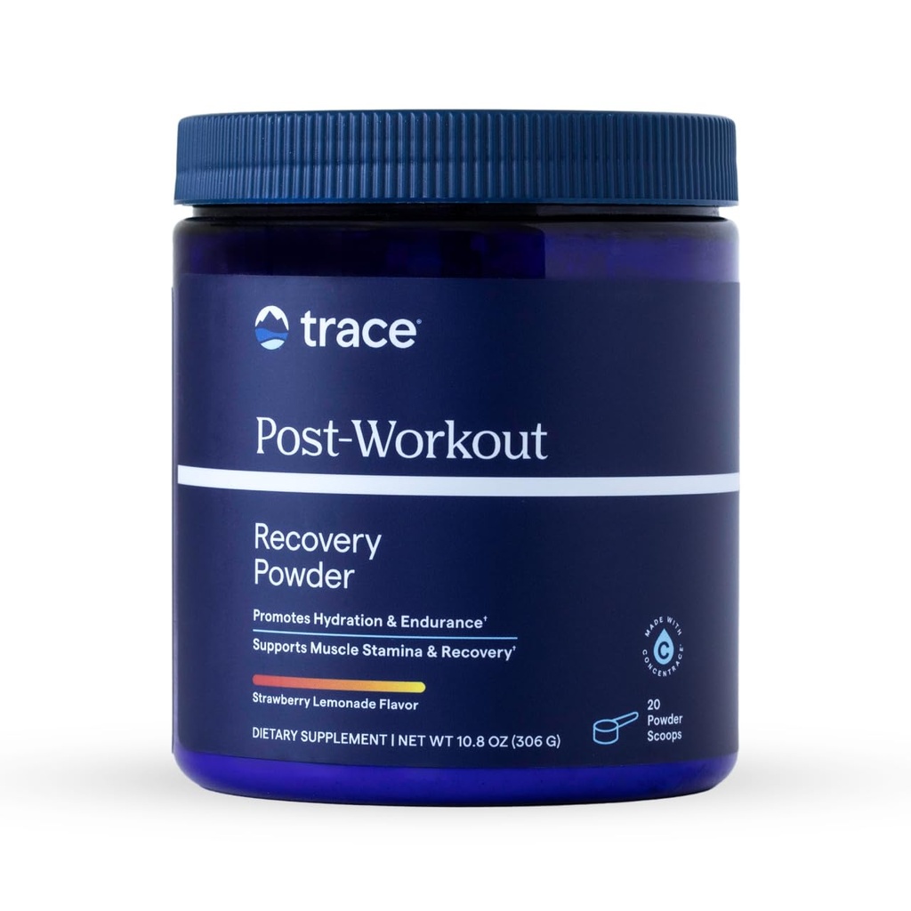 Trace Minerals Post-Workout - Post-Training Supplement for Muscle Recovery Support - Stamina, Strength & Hydration Aid - Sugar-Free, Gluten-Free & Vegan - Strawberry Lemonade - 20 Servings