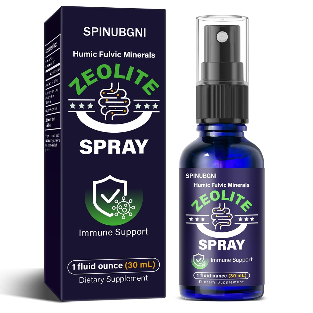 Zeolite Detox for Kids & Adults, Zeolite Spray with Humic Fulvic Acids, Trace Minerals for Gut Detox, Immune Support & Digestion Health, 1 oz Liquid Pump Spray