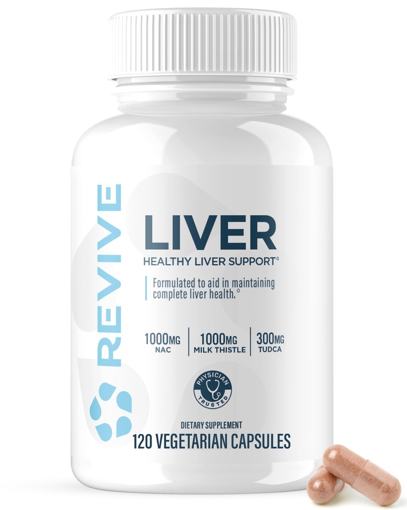 Revive MD Natural Liver Cleanse, Detox & Repair Supplement – Milk Thistle Liver Support Formula Promotes Healthy Liver Function – 120 Capsules
