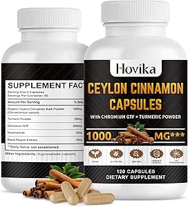 Ceylon Cinnamon Capsules - Made with Chromium GTF, Turmeric, Niacinamide, Black Pepper - Energy, Heart & Metabolisme Support - for Men & Women - 120 Vegan Capsules, 2 Month Supply