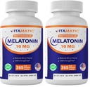 Vitamatic Melatonin 10 mg Tablets | Vegetarian, Non-GMO, Gluten-Free | 1-Year Supply | Natural Berry Flavor - 365 Tablets (Pack of 2)