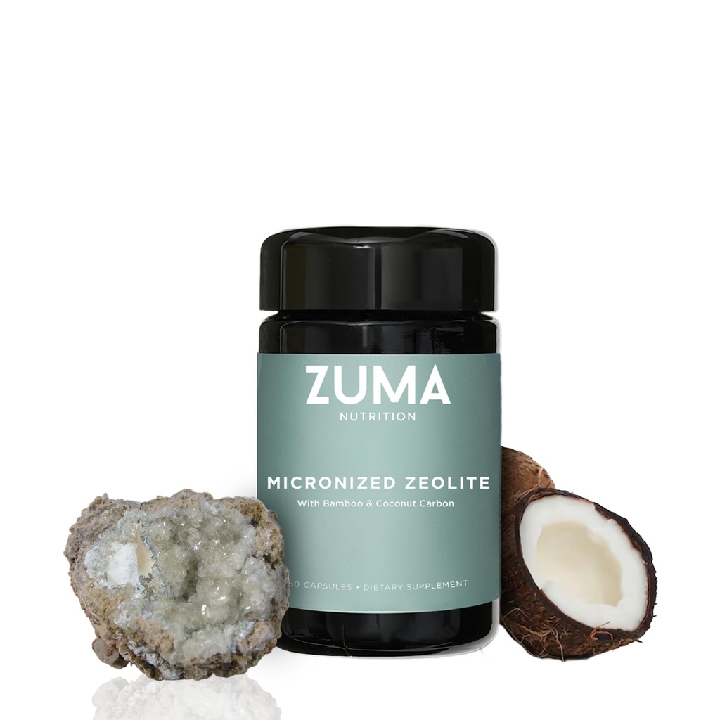 Zuma Nutrition Zeolite Micronized Capsules, Vegan Formula with Volcanic and Ocean Minerals for Gut Health Support, Plant Based Herbal Supplement for Men and Women, Daily Wellness, 60 Capsules