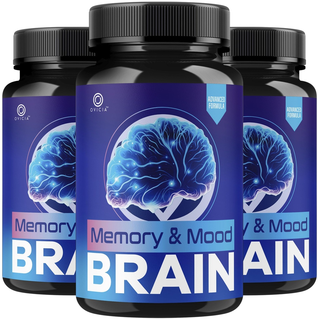 (3 Pack) Memory and Mood Brain Capsules - Official MemoryandMoodBrain Pills Advanced Premium Formula Support, All Natural Ingredients Vitamins for Overall Health & Wellness, 180 Capsules for 3 Months