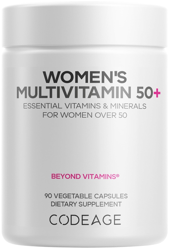 Codeage Women’s Multivitamin 50+ Supplement - Essential Vitamins for Women Over 50, Minerals, CoQ10, Hyaluronic Acid, Probiotics, Black Cohosh, Ashwagandha & Superfoods - Non-GMO - 90 Capsules
