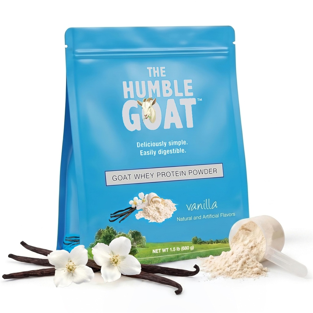 Grass Fed Whey Protein Powder Vanilla 1.5 lb – Made from Goat Milk, Easy to Digest, Clean Taste, Non-GMO, Gluten-Free & Versatile Vanilla Whey Protein Powder, Made in USA