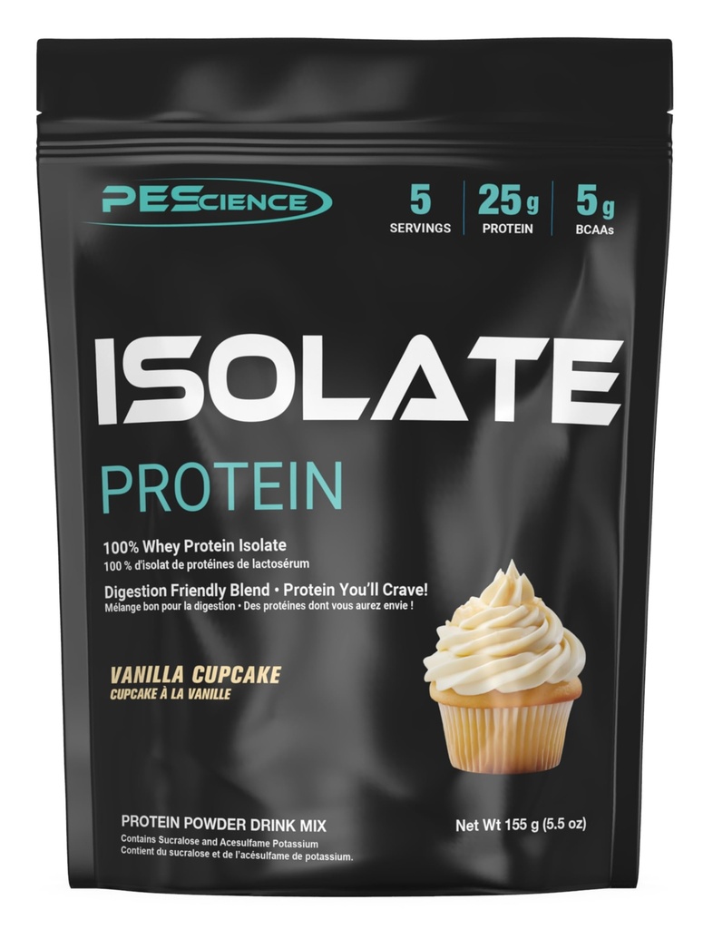 PEScience Isolate Whey Protein Powder, Vanilla Cupcake, 5 Servings, 100% Whey Protein Isolate, Low Carb, Fast Absorbing Post Workout Shake for Men and Women