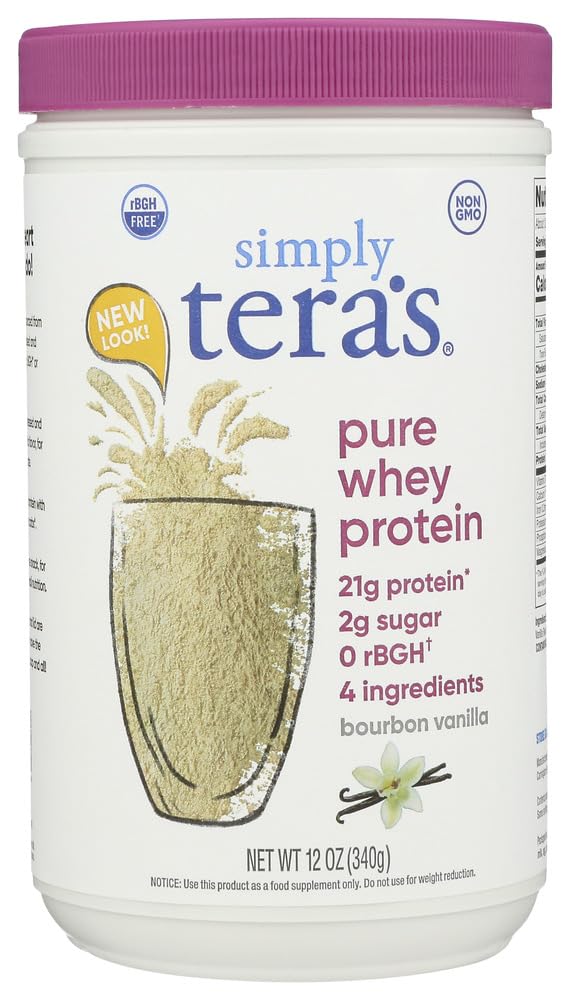 Simply Tera's Bourbon Vanilla Flavor Pure Whey Protein Powder, Lactose Free, 12 Ounces (Pack of 1)