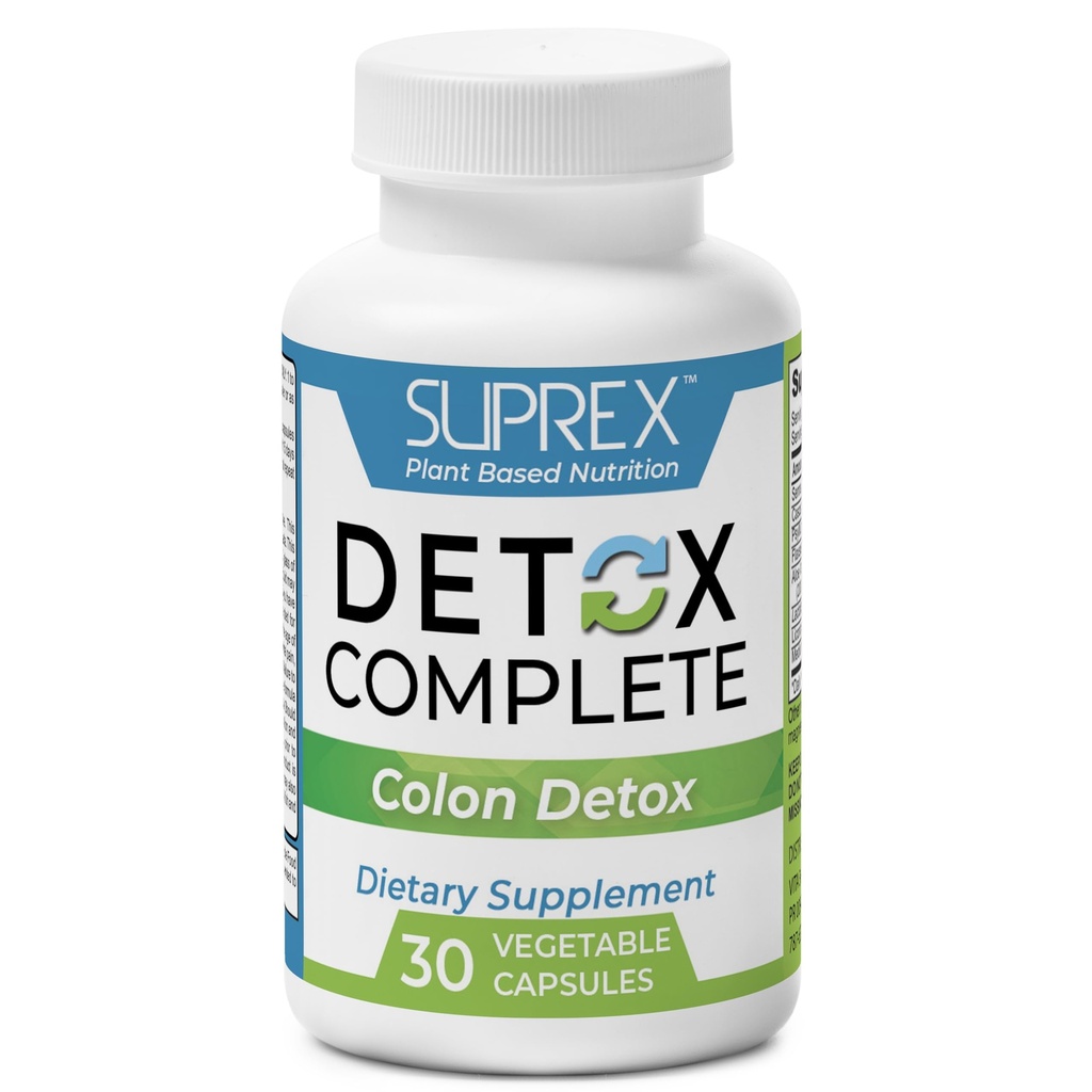 suprex Detox Complete - Plant Based Colon Cleanse Supplement wuth Psyllium Husk, Aloe Vera & Probiotics - Supports Digestive Health, Reduces Bloating & Restores Gut Balance Complete