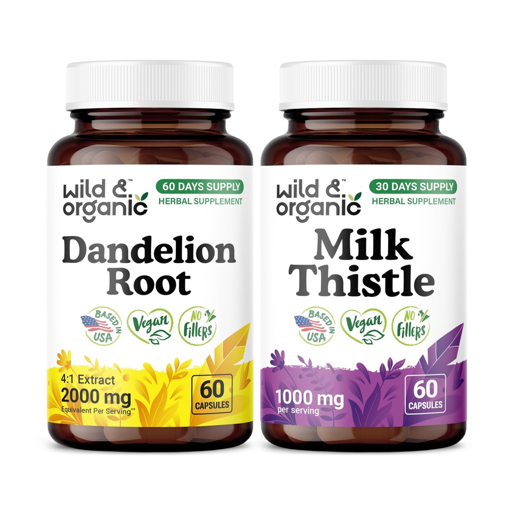 Wild & Organic Dandelion Root 60 Capsules & Milk Thistle 60 Capsules