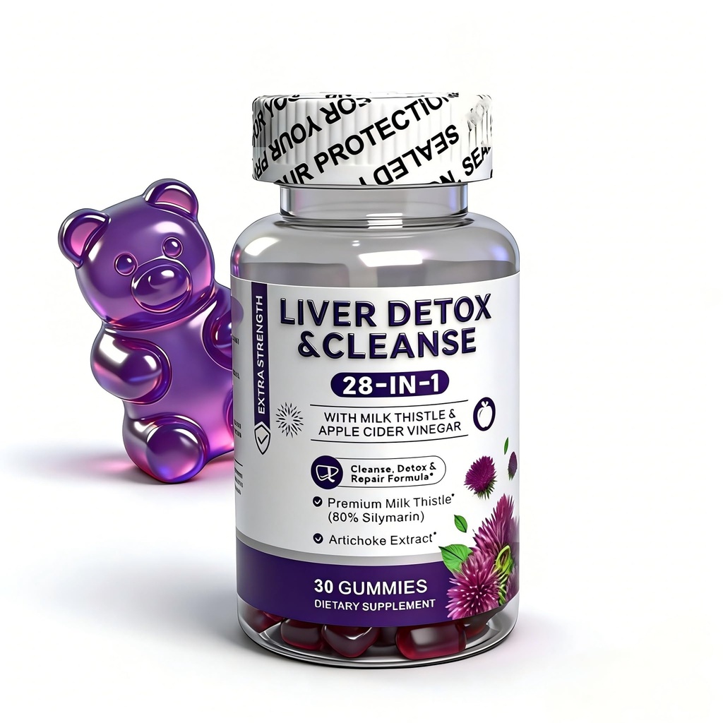 28-in-1 Formula Liver Cleanse Detox & Repair Gummies with Milk Thistle & Apple Cider Vinegar Gummies