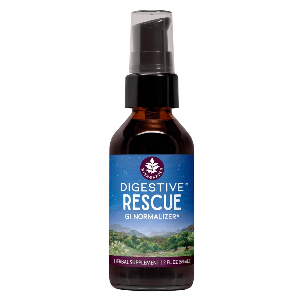 WishGarden Herbs Digestive Rescue, Organic Herbal Tincture, Ginger Fennel Peppermint, Soothes Bloating Gas Nausea, Stomach Relief Liquid Drops, 2 oz