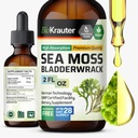 BIO KRAUTER Irish Sea Moss Drops - Chondrus Crispus Sea Moss Supplement with Bladderwrack - Alcohol & Sugar Free Jodium Supplement - 2 Fl.Oz.