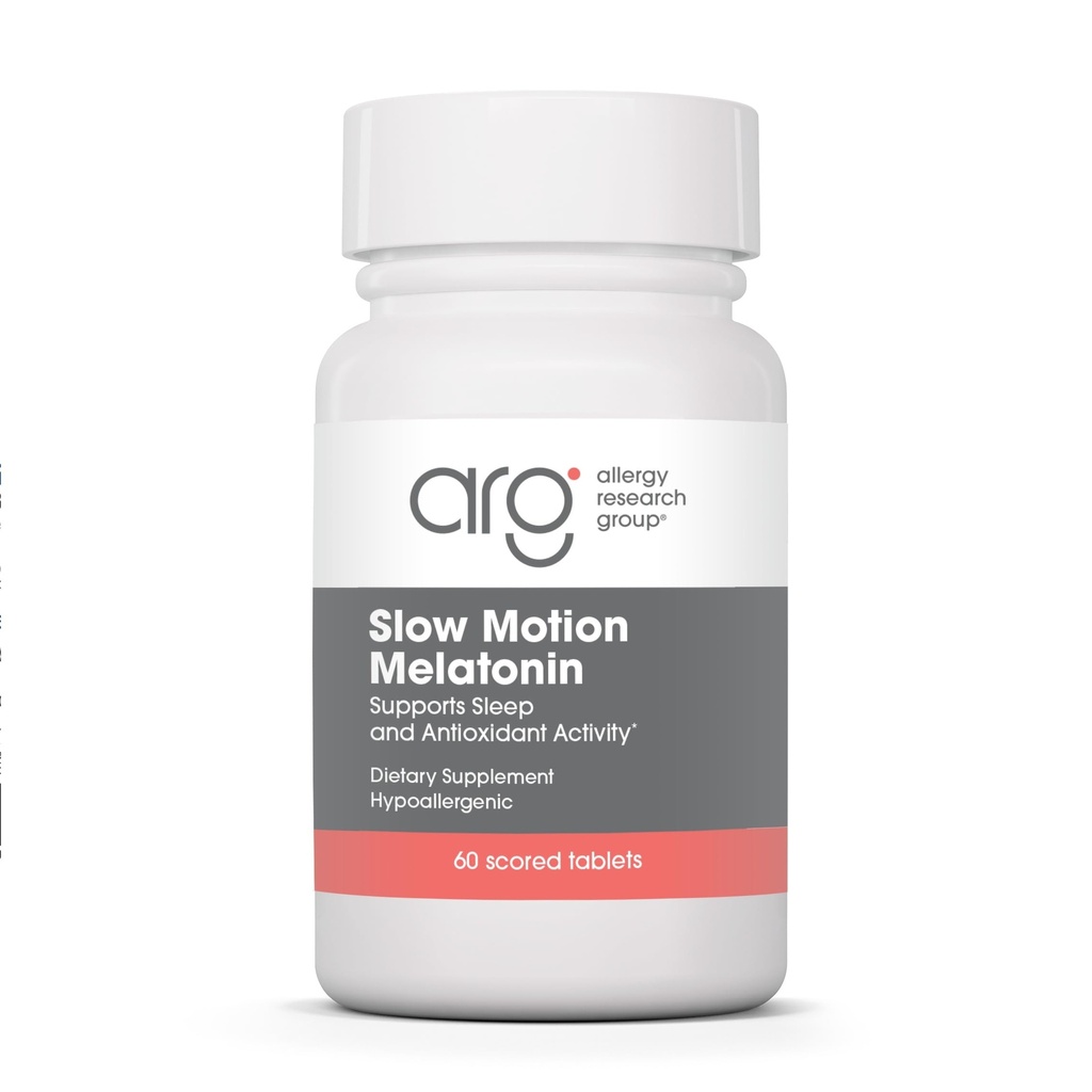 Allergy Research Group Slow Motion Melatonin - Sleep Aid, Low Dose, Lipid Matrix, 1mg Supplement, Pure, Hypoallergenic, Scored Tablets - 60 Count