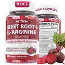 Beetwortelgummy's & L-Arginine, stikstofoxidesupplementen voor mannen en vrouwen met biologische bieten, B1, B2, B3, B5, B6, Folaat, B12 voor energieboost & Circulatiesteun, suikervrij, 120 Ct