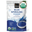 USDA Organic Blue Spirulina Powder (Phycocyanin Extract), No Fishy Smell, 100% Vegan Protein from Blue-Green Algae, 28 Servings, Natural Food Coloring for Smoothies, Baking & Drinks (1 Ounce)