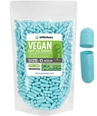 XPRS Nutra Maat 0 Lege capsules - 1000 Graaf Lege Vegan Capsules - Vegetarische pillen - DIY plantaardige capsule vullen- Veggie pil Gel Caps voor Do-It-Yourself Supplements (Aqua)