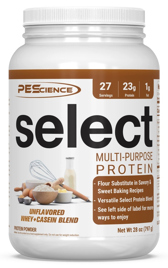 PEScience Select Multi-Purpose Unflavored Protein Powder, Low Carb, Keto Friendly, Gluten Free, Whey & Casein Protein Flour for Baking and Smoothies, 27 Servings