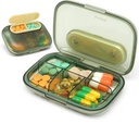 Toplive 6 Compartments Kleine pil Case Travel pil Organizer Pocket Medication Travel Case Portable Kleine pil Container met Magnet Light-Proof Mini Pill Box, Groen