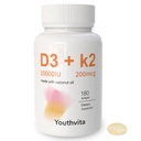 d3 k2 Vitamine 10000 ie, 180 Kokosolie Softgels 2 in 1 Vitaminen Supplement D3 10000 IE & K2 (MK7) 200 mcg, gemakkelijk doorslikken, ondersteunt Calcium Absorptie, Bone Immune, & Heart Health