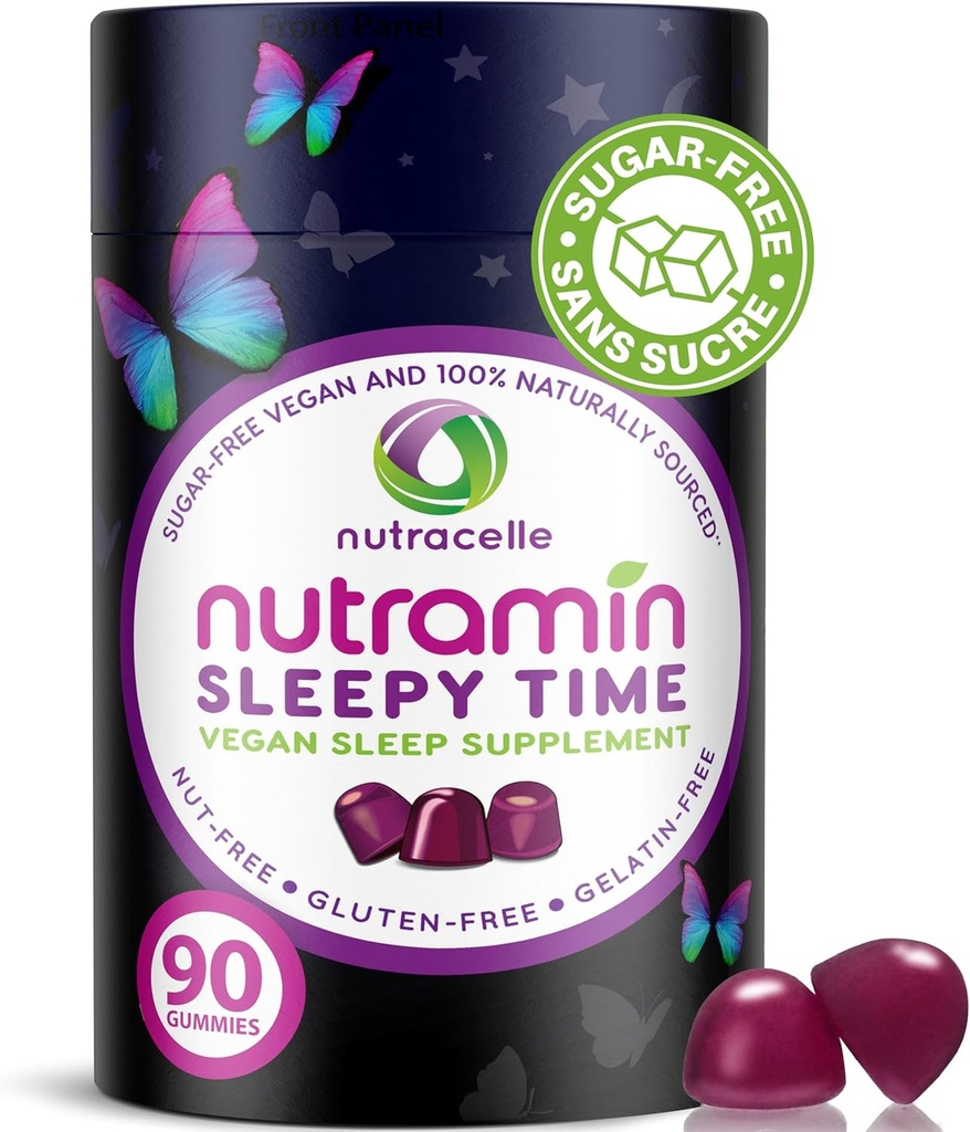 Nutramine Sleepy Time Gummy: The Vegan, Sugar-Free, Natural Melatonine 5mg for Langer Dieper Sleep - No Next-Day Grogginess, Non-Habit Forming Delicious & Drug-Free Allergie-Safe Herbal Sleep Gummies