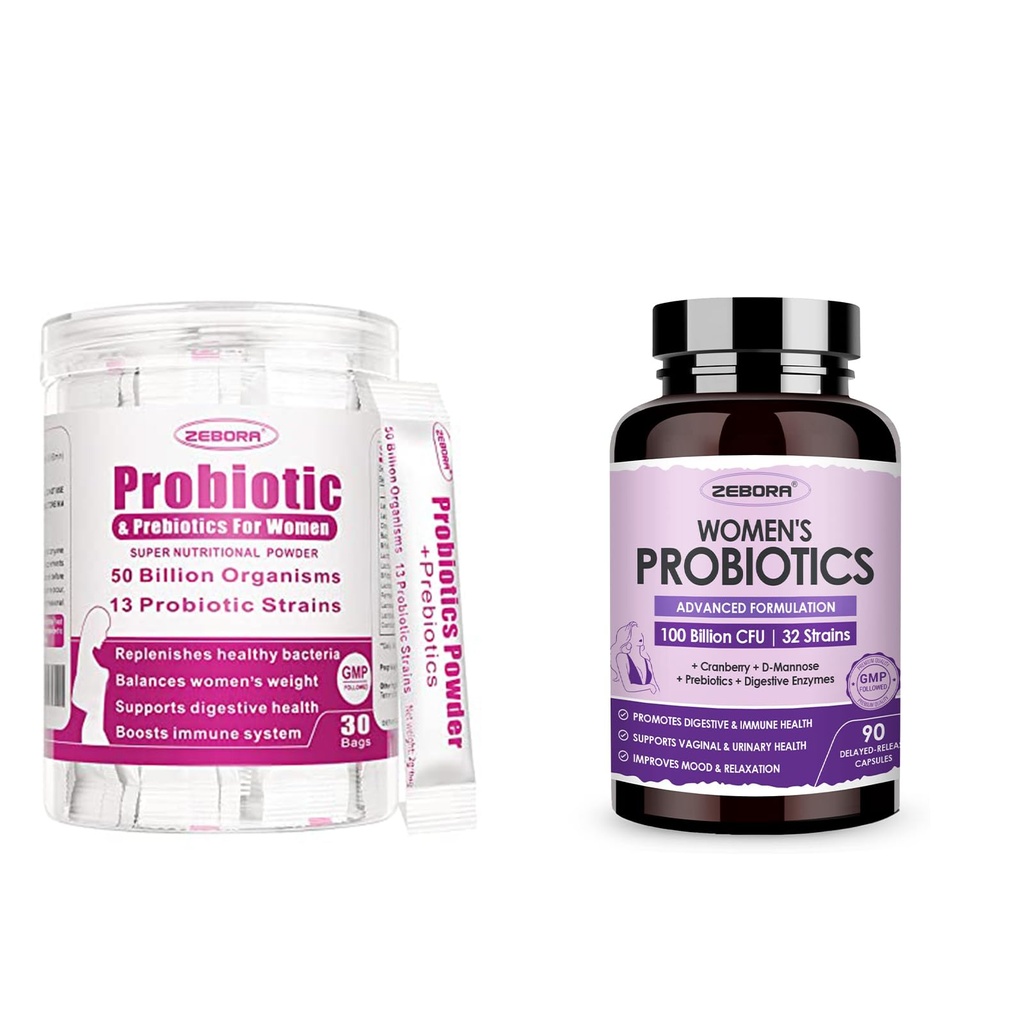 Probiotics for Women Digestive Health, 50 Billion CFU, 13 Strains, Women's Probiotics Powder with Cranberry for Urinary & Vaginal Health, Probiotics & Prebiotics for Gut and Immune Health, 30 Bags