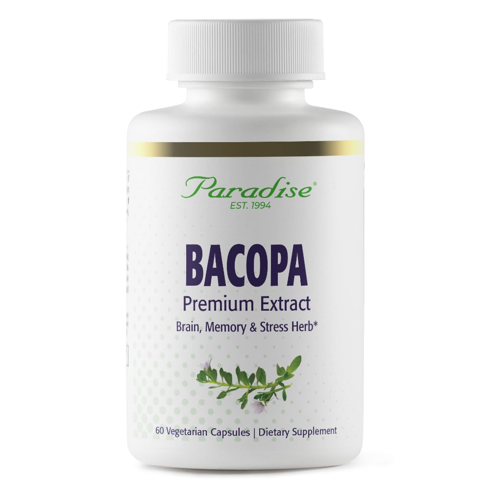Paradise Kruiden Bacopa Extract, Veganistisch, Non-GMO, Glutenvrij, 60 Capsules