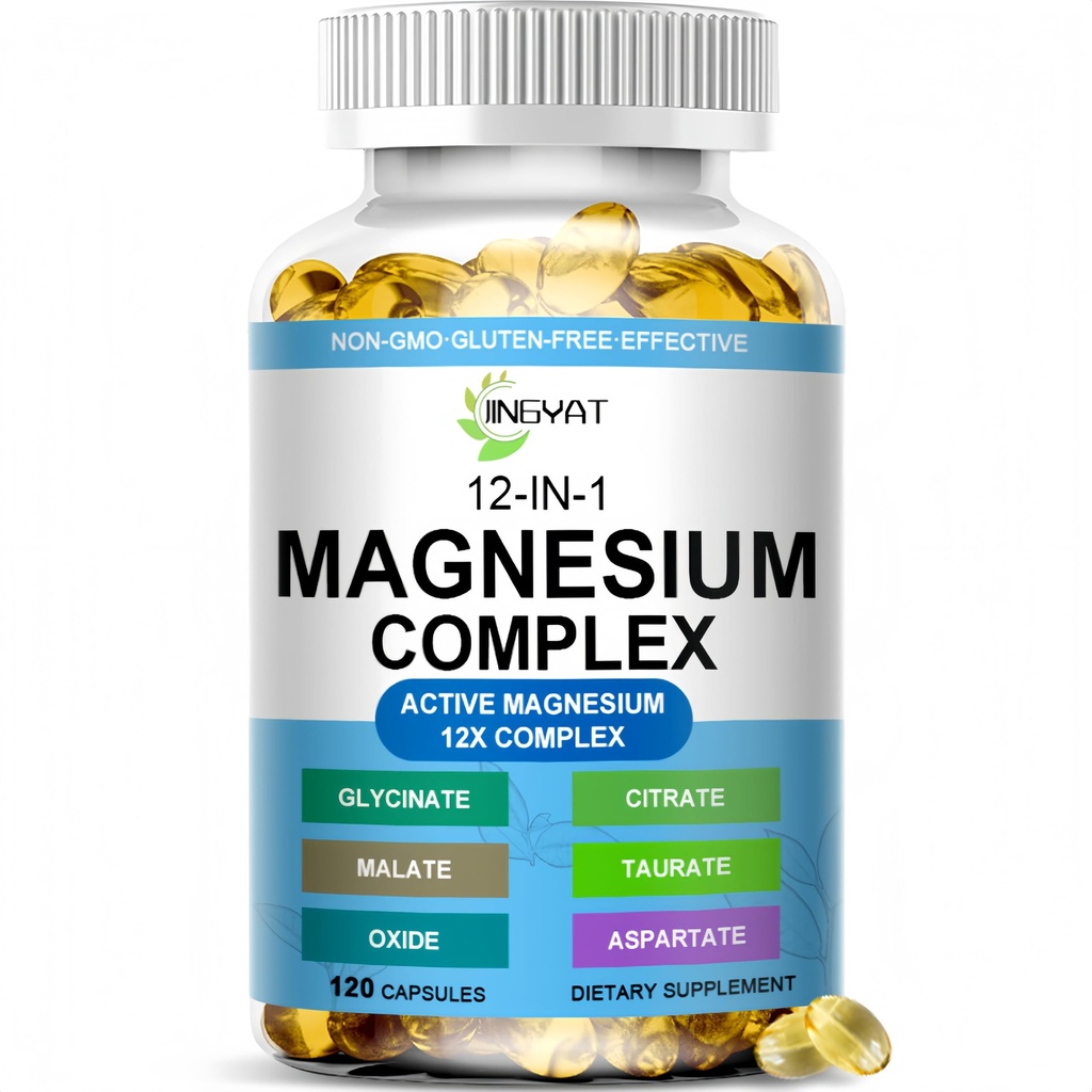 Magnesium Complex Softgels - 12-in-1 Magnesium Supplement with Glycinate,Citrate,Malate,Oxide,Taurate - High Absorption Magnesium Complex for Women & Men for Muscle, Heart, Sleep, Bone, Nerve Support