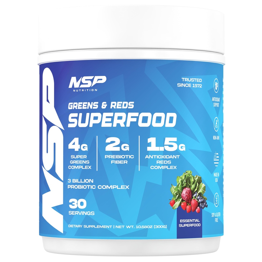 Greens & Reds Powder 30 Servings | 4g Greens | 1.5g Antioxidants | Probiotics | Non-GMO Complete Nutrition Superfood