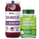 Biolore Pure Sea Moss Gel + Soursop Gummies Bundle | 16 oz Gel & 60 Gummies | Elderberry + Soursop | No Added Sugar, Gluten Free, Vegan, Made in USA