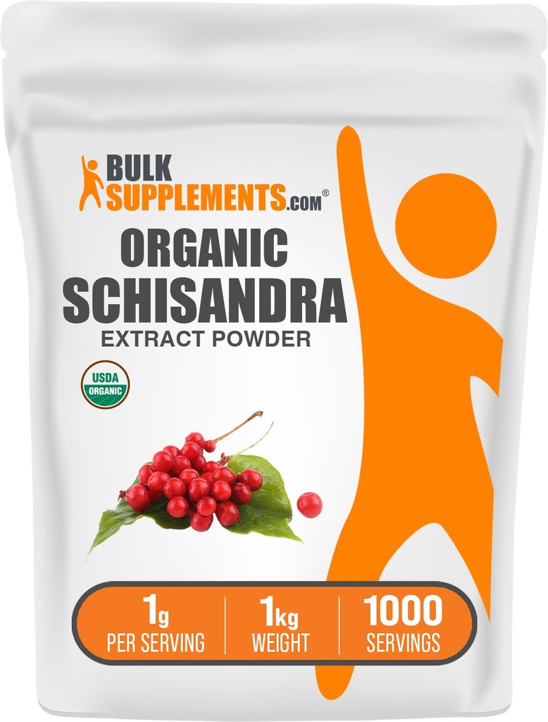 BulkSupplements.com Organic Schisandra Extract Powder - Schisandra Supplement, from Schisandra Berries, Herbal Supplement - Gluten Free - 1g per Serving, 1kg (2.2 lbs) (Pack of 1)