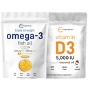 Micro Ingredients Omega-3 Fish Oil 4,200mg & Bundle Pack & Vitamin D3 5,000 IU Bundle Pack | Wild-Caught Fish, Lemon Flavored, Burpless | Vitamin D as Cholecalciferol