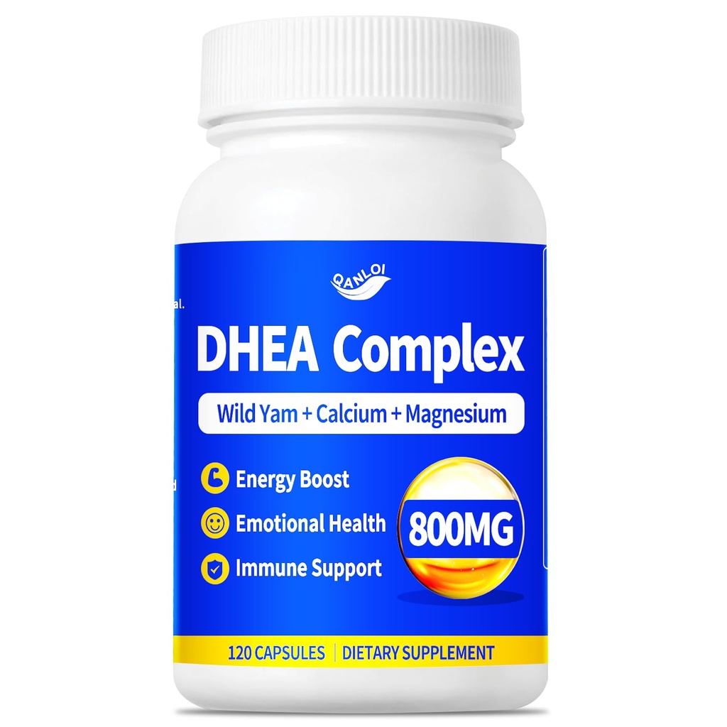 DHEA Supplement For Women & Men 200mg, Micronized DHEA Complex 800mg With Wild Yam, Calcium, Magnesium, Vitamin C, Supports for Immunity, Energy, Metabolism Emotion, Non-GMO, Gluten Free, 120 Capsules