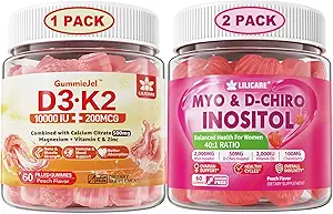 Bundel: Vitamine D3 K2 Gevulde Gummies & Inositol Gummies Ideaal 40:1 Ratio Myo & D-Chiro