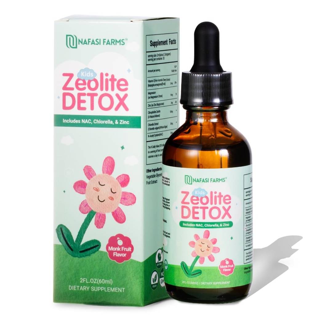 Zeolite Detox Drops with NAC Chlorella 2 FL OZ 60 mL Sweet Monk Fruit Flavor