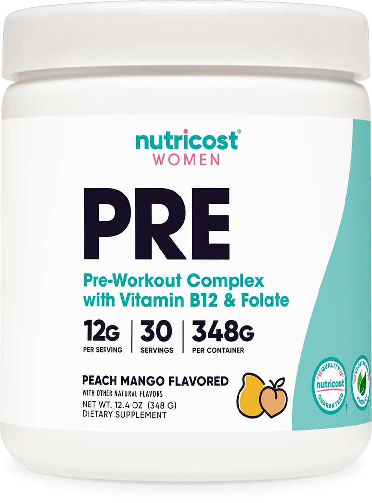 Nutricost Pre-workout poeder voor vrouwen, Peach Mango, 30 porties