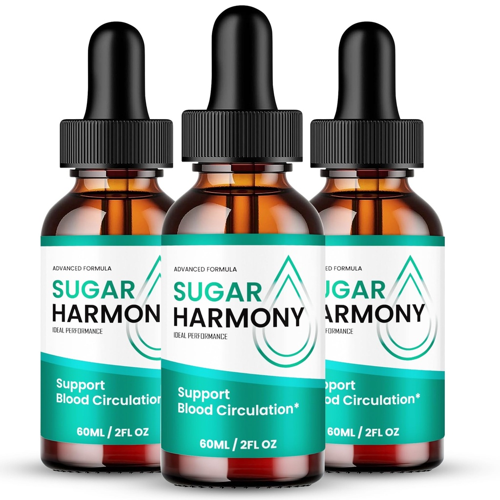 Sugar Harmony Drops, SugarHarmony Blood Formula Support Supplement Drops - Maximum Strength, All Natural Healthy Circulation, Stable Levels & Overall Health, Advanced Sugar Harmony Reviews (3 Pack)