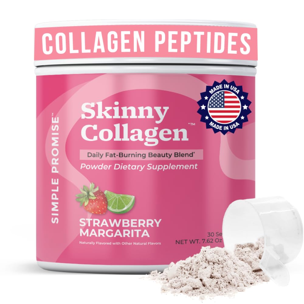 Skinny Collagen Weight Loss Supplement - Hydrolyzed Multi-Collagen Peptides Powder Drink - Types I, II, III, V, X - Supports Fat Burning & Weight Goals For Women - 30 Servings - Strawberry Margarita
