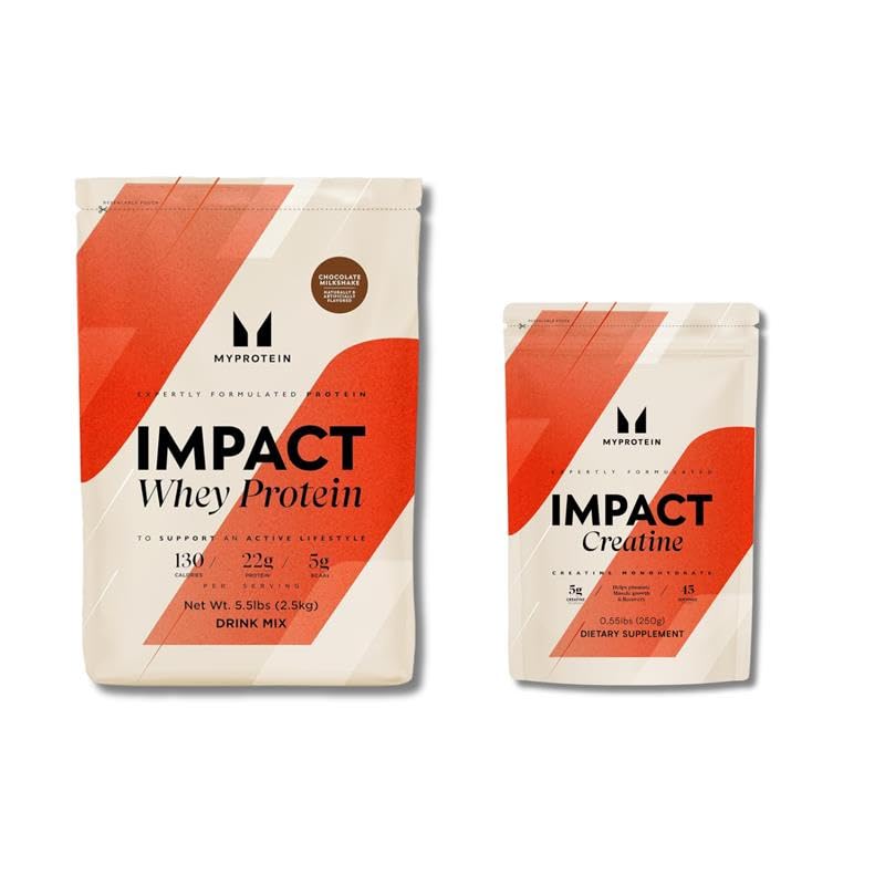 Myprotein Impact Whey Protein Powder, Chocolate Smooth, 5.5lb + Creatine Monohydrate Powder, 0.5lb | High Protein Muscle Support Bundle | Recovery & Performance Stack
