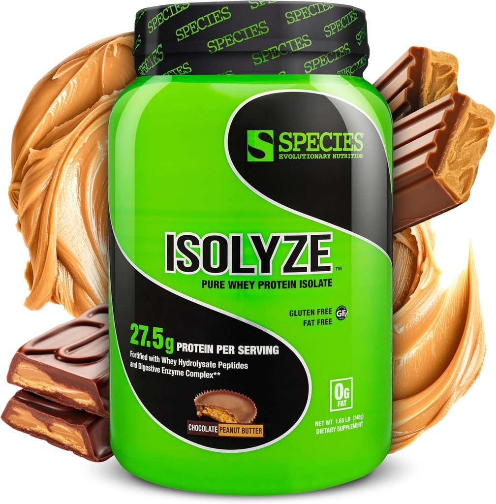 Soort Voeding Isolyse Wei Proteïnepoeder, 100% Wei Isolaat voor spieropbouw, 27.5g Proteïne per scoop, Geen suiker en weinig vet (chocolade Pindakaas, 22 porties)