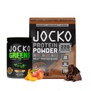 Jocko Fuel Whey Protein Powder Chocolate Daily Greens Peach
