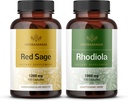 HERBAMAMA Red Sage and Rhodiola Kit - bundel van 1200 mg Red Sage Dan Shen & 1000 mg Rhodiola Rosea Capsules - Vegan, Non-GMO, Sugar & Gelatine-Free - 2 Pack